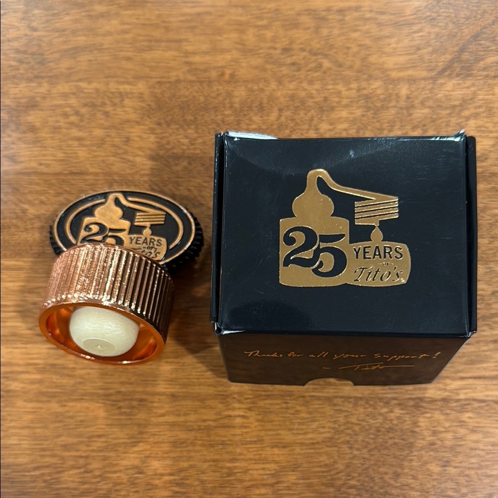 Tito's 25th Anniversary Bottle Cap and Box